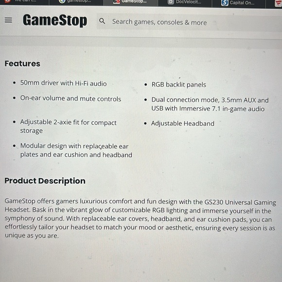 GameStop Gaming Headset with Reface Plate Surrounding Sound Wired Headphones NIB - Picture 10 of 12